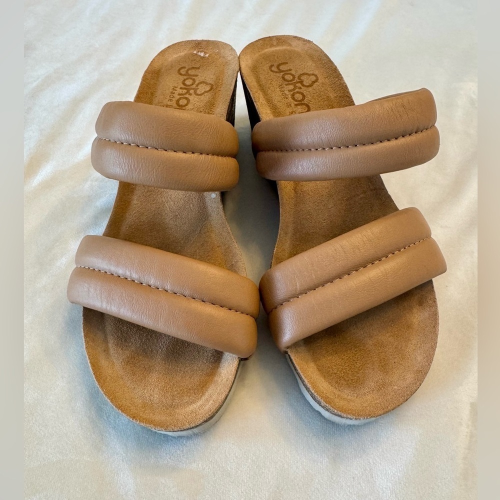 yokono Women's Brown Wedge Sandals, sz 6.5 - Picture 3 of 10